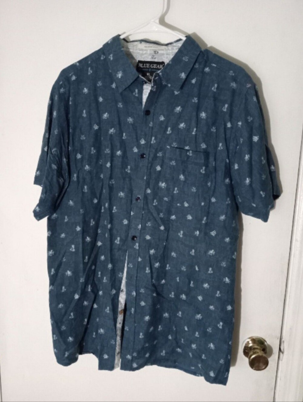 Blue Gear Mens Shirt Button Up Slim Fit Size XL